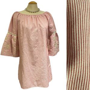 FIG AND FLOWER Dress Tunic Sz Small Stripes Beautiful Bell Sleeves